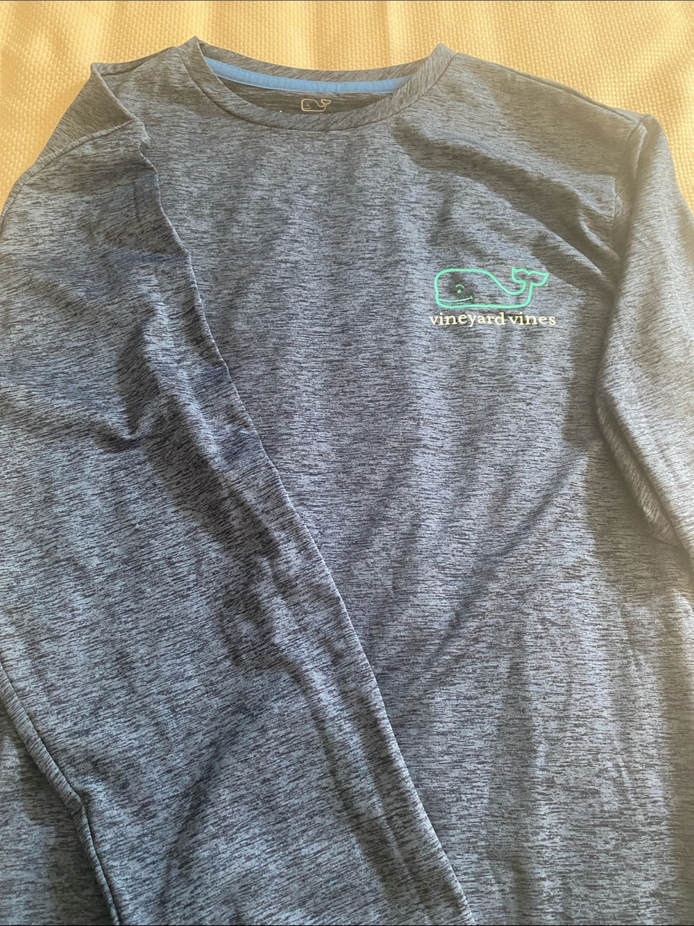 Vineyard Vines Men’s Long-Sleeve Swim Rash Guard - Heather Navy with Mint Logo